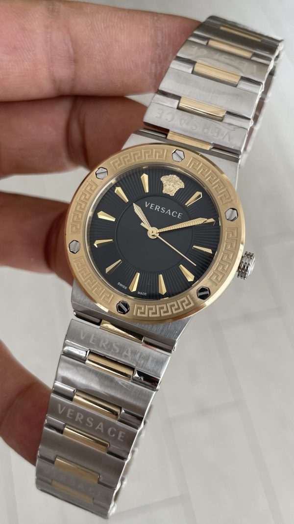 Versace Greca Logo Siyah Kadran 38mm Two Tone Gold Kadın Saati