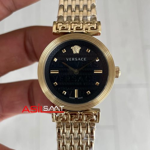 Versace Greca Meander Siyah 34mm Gold Kadın Saati