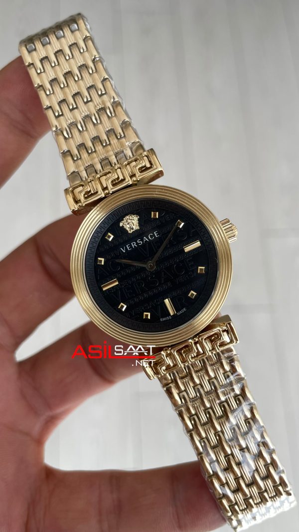 Versace Greca Meander Siyah 34mm Gold Kadın Saati