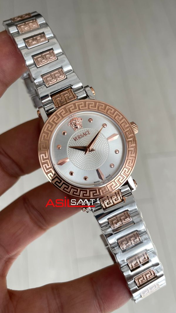 Versace Greca Sphere Beyaz Kadran 35mm Two Tone Rosegold Kadın Saati