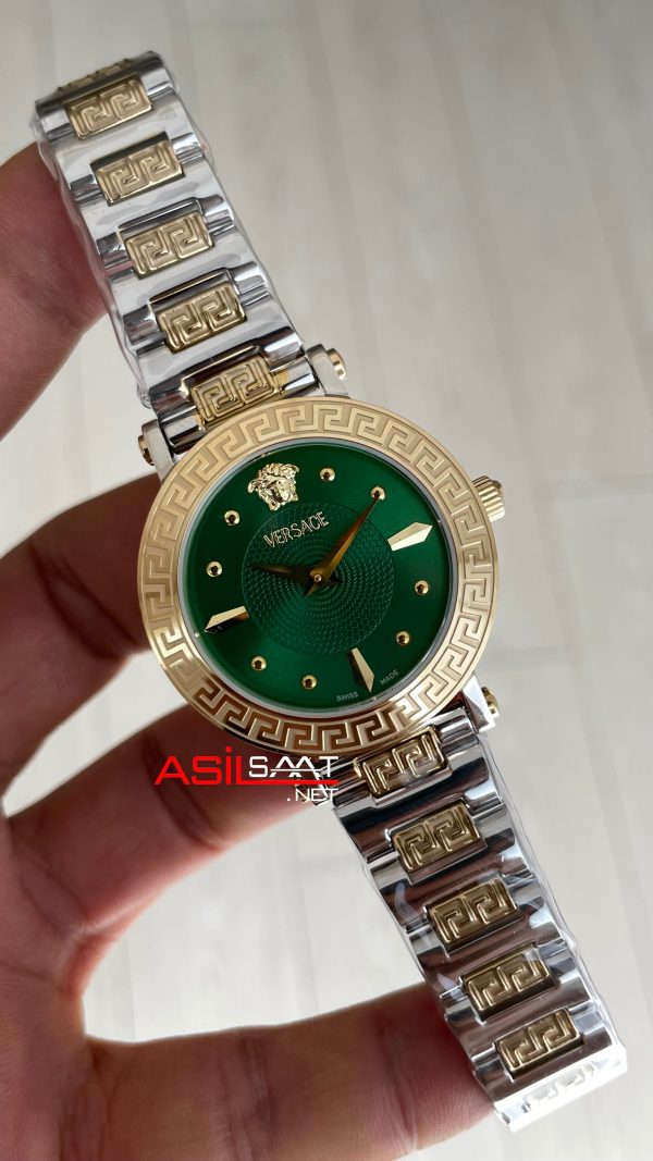 Versace Greca Sphere Yeşil Kadran 35mm Two Tone Gold Kadın Saati