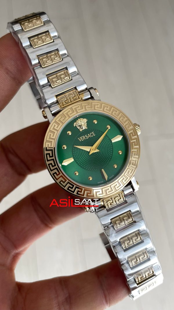 Versace Greca Sphere Yeşil Kadran 35mm Two Tone Gold Kadın Saati