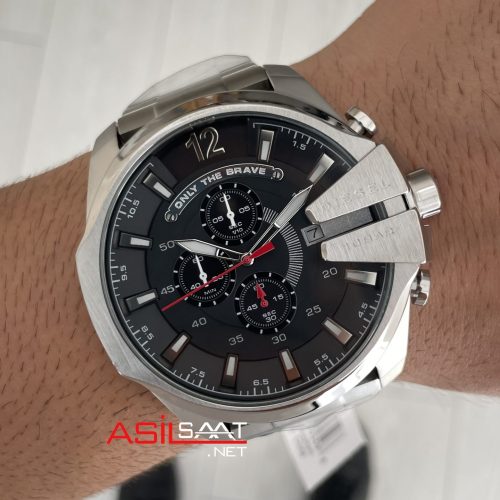 Diesel DZ4308 Mega Chief Siyah Kadran 51mm Erkek Kol Saati