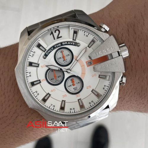 Diesel DZ4328 Mega Chief Beyaz Kadran 51mm Erkek Kol Saati