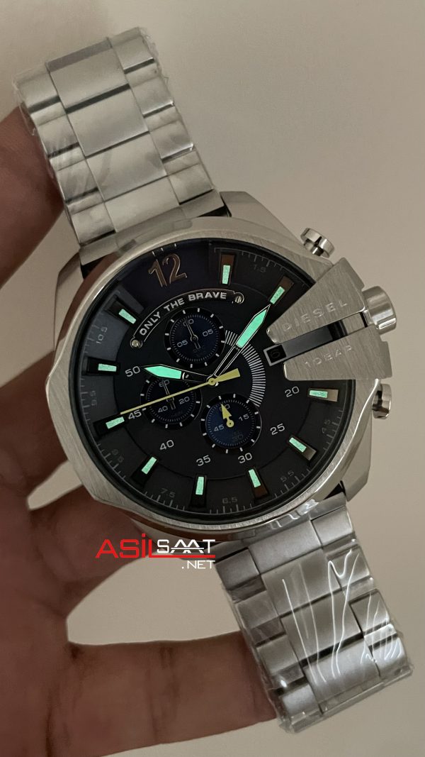 Diesel DZ4465 Mega Chief Mavi Kadran 51mm Silver Erkek Kol Saati