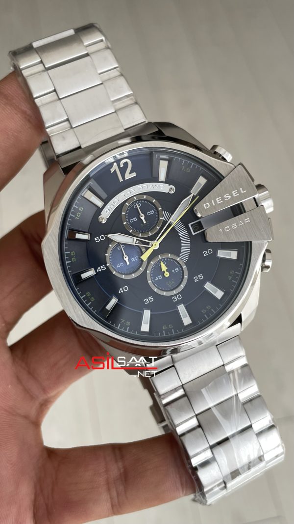 Diesel DZ4465 Mega Chief Mavi Kadran 51mm Silver Erkek Kol Saati