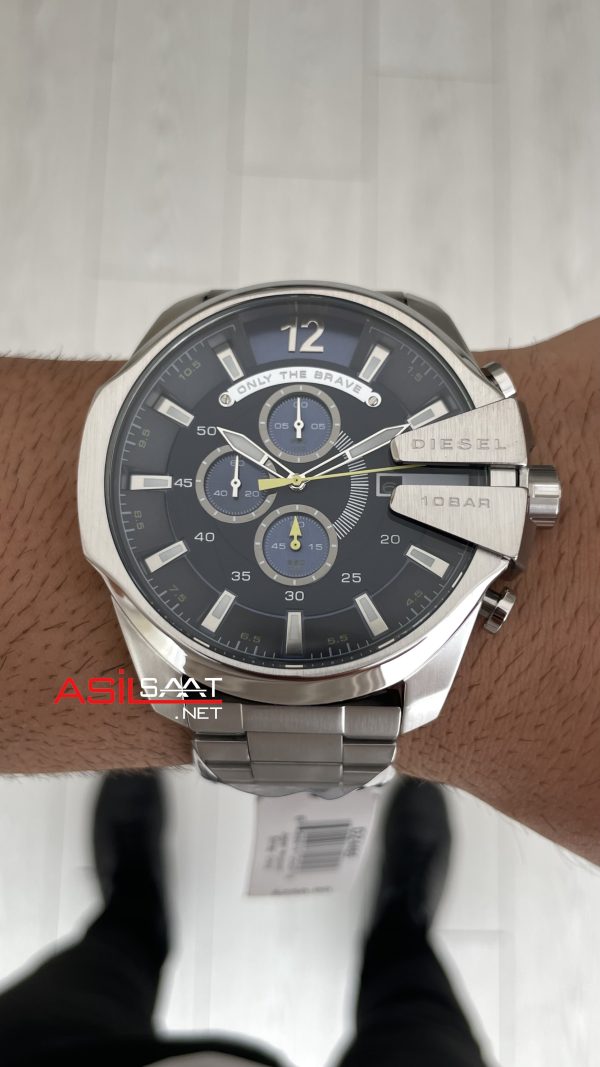 Diesel DZ4465 Mega Chief Mavi Kadran 51mm Silver Erkek Kol Saati
