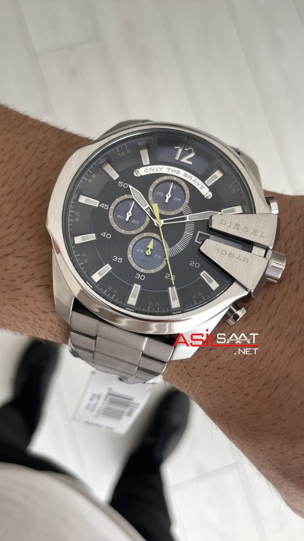 Diesel DZ4465 Mega Chief Mavi Kadran 51mm Silver Erkek Kol Saati