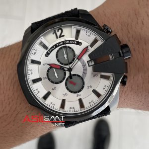 Diesel DZ4512 Mega Chief Denim Beyaz Kadran PVD 51mm Erkek Kol Saati