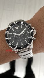 Emporio Armani Diver Chronograph AR11360 Siyah Kadran 43mm Replika Saat