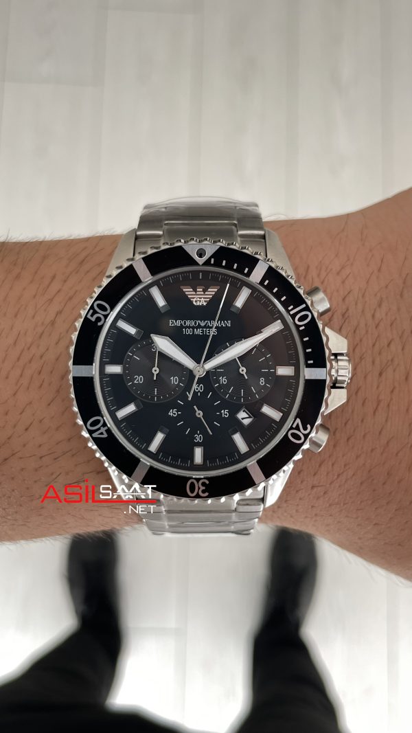 Emporio Armani Diver Chronograph AR11360 Siyah Kadran 43mm Replika Saat