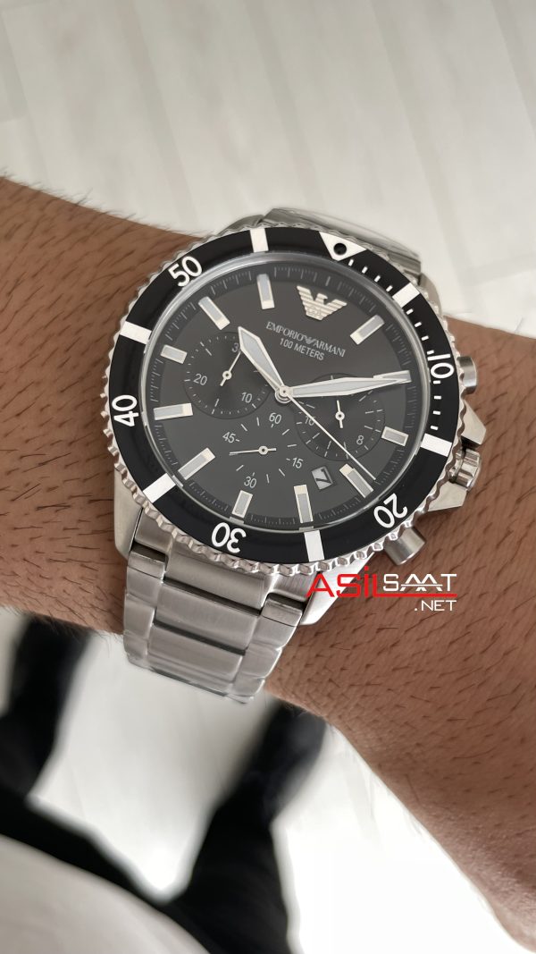 Emporio Armani Diver Chronograph AR11360 Siyah Kadran 43mm Replika Saat