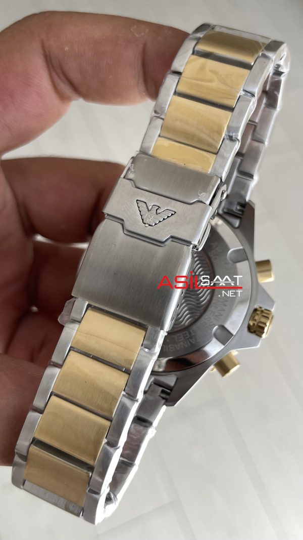 Emporio Armani Diver Chronograph AR11586 Yeşil Kadran 43mm Two Tone Gold Replika Saat Emporio Armani Diver Chronograph AR11586 Yeşil Kadran 43mm Two Tone Gold Replika Saat