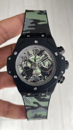 Hublot Big Bang Unico Camo Yohji Yamamoto Chronograph 45mm Yeşil Kadran Black PVD Replika Saat