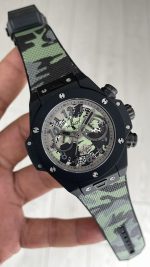 Hublot Big Bang Unico Camo Yohji Yamamoto Chronograph 45mm Yeşil Kadran Black PVD Replika Saat