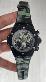 Hublot Big Bang Unico Camo Yohji Yamamoto Chronograph 45mm Yeşil Kadran Black PVD Replika Saat