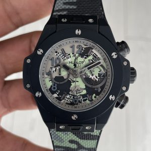 Hublot Big Bang Unico Camo Yohji Yamamoto Chronograph 45mm Yeşil Kadran Black PVD Replika Saat