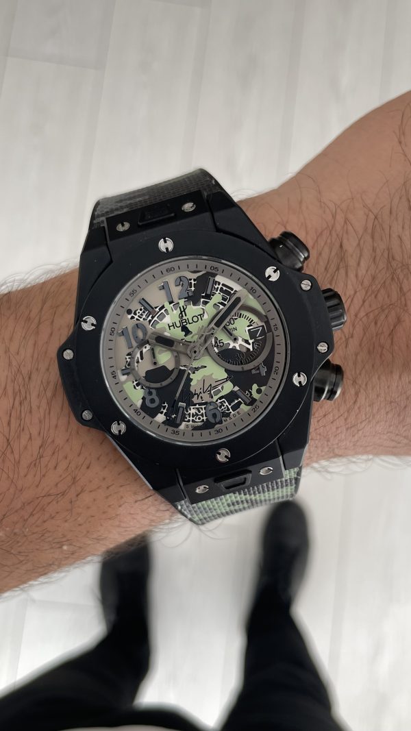 Hublot Big Bang Unico Camo Yohji Yamamoto Chronograph 45mm Yeşil Kadran Black PVD Replika Saat Hublot Big Bang Unico Camo Yohji Yamamoto Chronograph 45mm Yeşil Kadran Black PVD Replika Saat