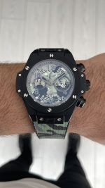 Hublot Big Bang Unico Camo Yohji Yamamoto Chronograph 45mm Yeşil Kadran Black PVD Replika Saat