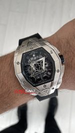 Hublot Spirit Of Big Bang Sang Bleu 44mm Silver Siyah Kadran Replika Saat