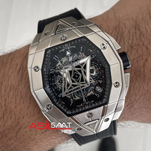 Hublot Spirit Of Big Bang Sang Bleu 44mm Silver Siyah Kadran Replika Saat