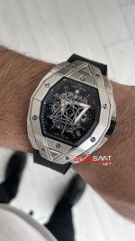 Hublot Spirit Of Big Bang Sang Bleu 44mm Silver Siyah Kadran Replika Saat