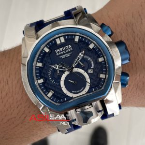 Invicta Magnum Zeus Bolt Reserve Mavi 25607 Silver Blue 52mm Replika Saat