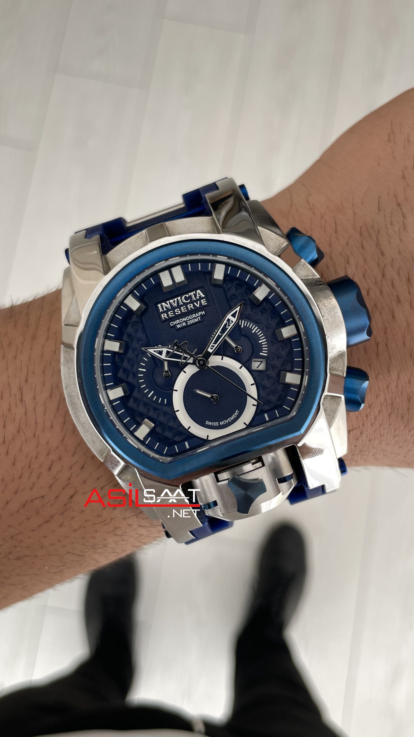 Invicta Magnum Zeus Bolt Reserve Mavi 25607 Silver Blue 52mm Replika Saat
