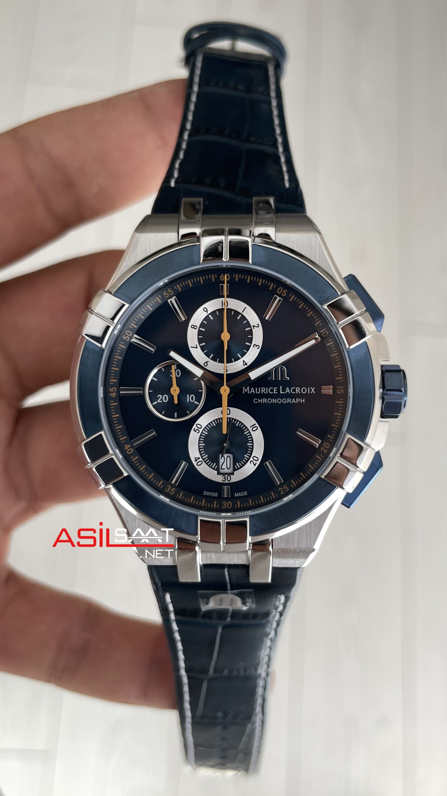 Maurice Lacroix Aikon Chronograph ML-AI1018SS001432 Mavi Kadran Swiss ETA Saat Maurice Lacroix Aikon Chronograph ML-AI1018SS001432 Mavi Kadran Swiss ETA Saat