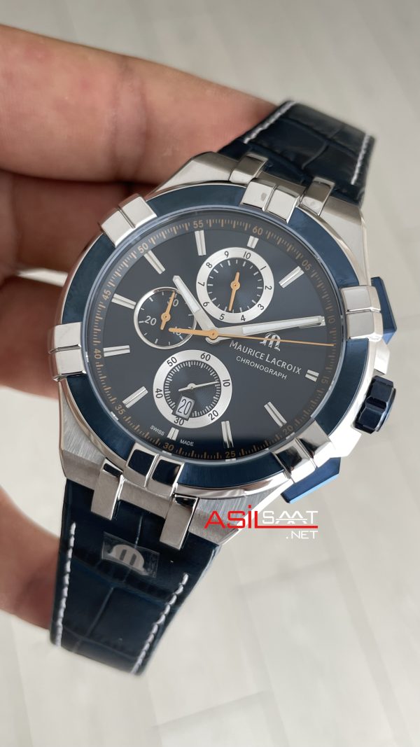 Maurice Lacroix Aikon Chronograph ML-AI1018SS001432 Mavi Kadran Swiss ETA Saat Maurice Lacroix Aikon Chronograph ML-AI1018SS001432 Mavi Kadran Swiss ETA Saat