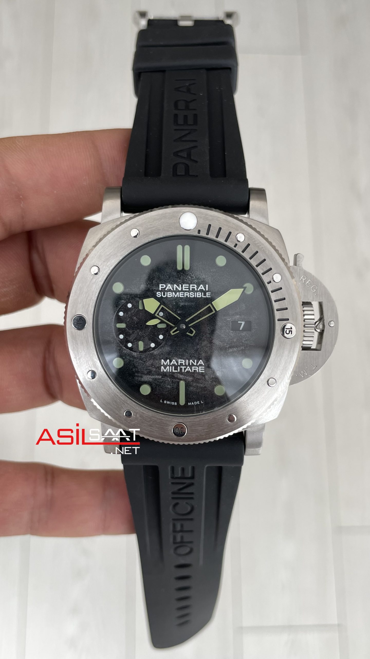 Panerai Submersible Verde Militare Siyah Silver 47mm Replika Saat Panerai Submersible Verde Militare Siyah Silver 47mm Replika Saat