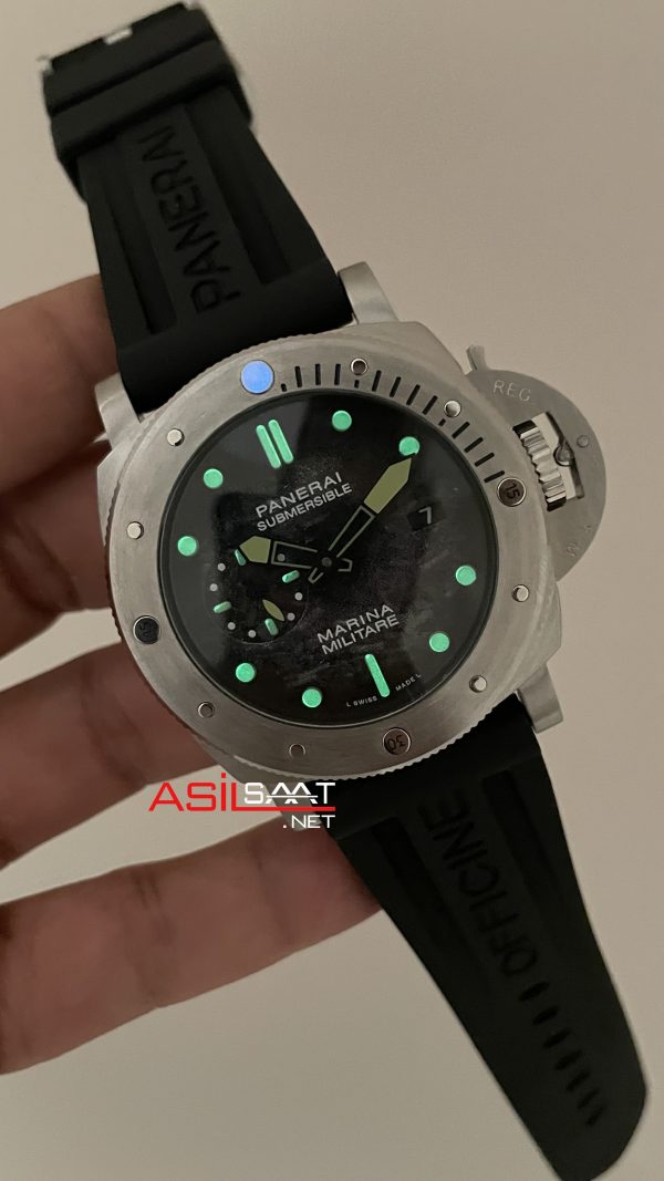 Panerai Submersible Verde Militare Siyah Silver 47mm Replika Saat Panerai Submersible Verde Militare Siyah Silver 47mm Replika Saat