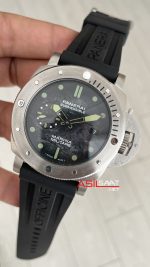 Panerai Submersible Verde Militare Siyah Silver 47mm Replika Saat