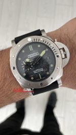 Panerai Submersible Verde Militare Siyah Silver 47mm Replika Saat