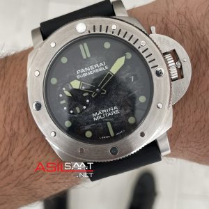 Panerai Submersible Verde Militare Siyah Silver 47mm Replika Saat