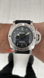 Panerai Submersible Verde Militare Siyah Silver 47mm Replika Saat