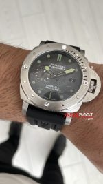 Panerai Submersible Verde Militare Siyah Silver 47mm Replika Saat