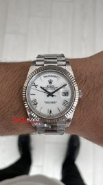 Rolex Day Date Beyaz Kadran 228239 White Roman Dial 40mm President DD3255 Tungsten VS Factory V2 High Weight Super Clone Swiss ETA Saat