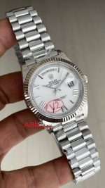Rolex Day Date Beyaz Kadran 228239 White Roman Dial 40mm President DD3255 Tungsten VS Factory V2 High Weight Super Clone Swiss ETA Saat