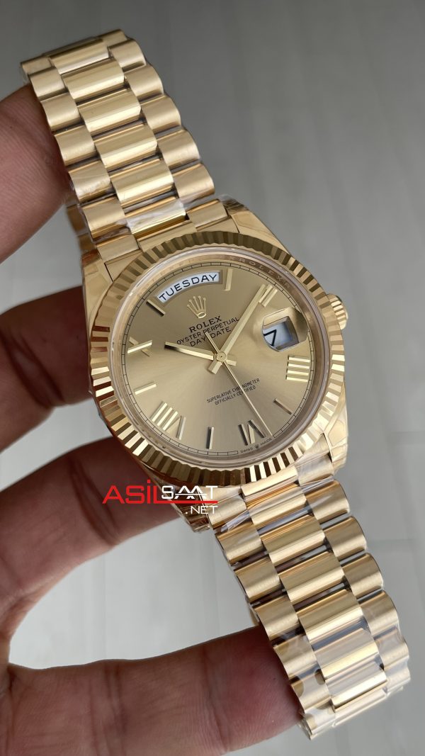 Rolex Day Date Champagne 228238 Romen Dial 40mm President DD3255 Gold Tungsten VS Factory V2 Super Clone Swiss ETA Saat