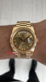 Rolex Day Date Champagne 228238 Romen Dial 40mm President DD3255 Gold Tungsten VS Factory V2 Super Clone Swiss ETA Saat