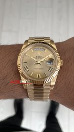 Rolex Day Date Champagne 228238 Romen Dial 40mm President DD3255 Gold Tungsten VS Factory V2 Super Clone Swiss ETA Saat