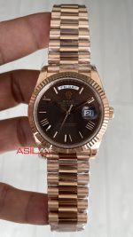 Rolex Day Date Chocolate 228235 Romen Dial 40mm President DD3255 Everose Gold Tungsten VS Factory V2 Super Clone Swiss ETA Saat