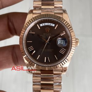 Rolex Day Date Chocolate 228235 Romen Dial 40mm President DD3255 Everose Gold Tungsten VS Factory V2 Super Clone Swiss ETA Saat