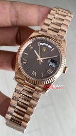 Rolex Day Date Chocolate 228235 Romen Dial 40mm President DD3255 Everose Gold Tungsten VS Factory V2 Super Clone Swiss ETA Saat