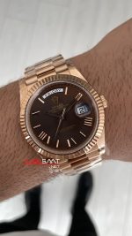 Rolex Day Date Chocolate 228235 Romen Dial 40mm President DD3255 Everose Gold Tungsten VS Factory V2 Super Clone Swiss ETA Saat