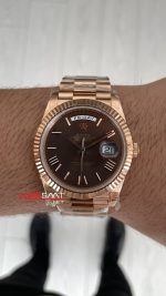 Rolex Day Date Chocolate 228235 Romen Dial 40mm President DD3255 Everose Gold Tungsten VS Factory V2 Super Clone Swiss ETA Saat
