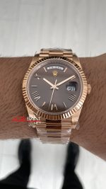 Rolex Day Date Chocolate 228235 Romen Dial 40mm President DD3255 Everose Gold Tungsten VS Factory V2 Super Clone Swiss ETA Saat