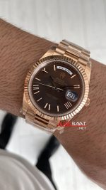 Rolex Day Date Chocolate 228235 Romen Dial 40mm President DD3255 Everose Gold Tungsten VS Factory V2 Super Clone Swiss ETA Saat