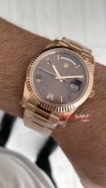 Rolex Day Date Chocolate 228235 Romen Dial 40mm President DD3255 Everose Gold Tungsten VS Factory V2 Super Clone Swiss ETA Saat